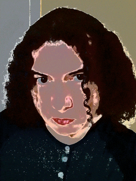 Glitchy video-style animation on a lovely image of yours truly.